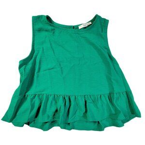 Caramela Green Sleeveless Womens Ruffle Hem Top Medium 100% Polyester USA